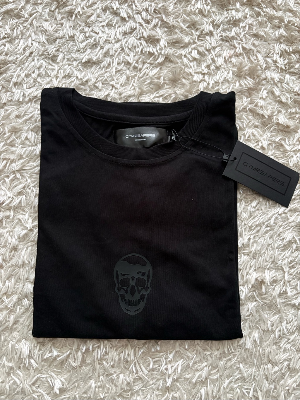 Gymreapers Men's All Black Short Sleeve Skull Logo Crew Neck Gym Lifting Tee Nwt — image 2 of 3